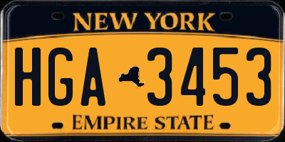 NY license plate HGA3453