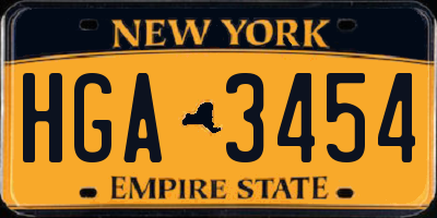 NY license plate HGA3454