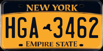 NY license plate HGA3462