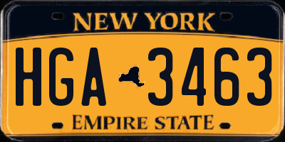 NY license plate HGA3463