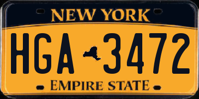 NY license plate HGA3472