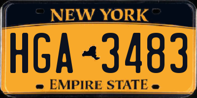 NY license plate HGA3483