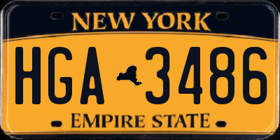 NY license plate HGA3486