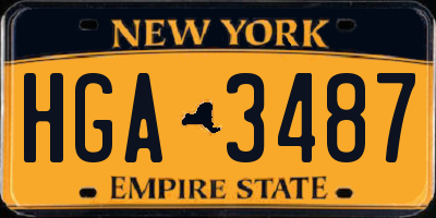 NY license plate HGA3487