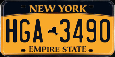 NY license plate HGA3490