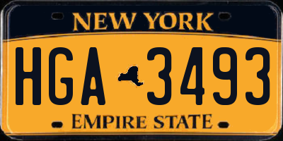 NY license plate HGA3493