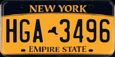 NY license plate HGA3496