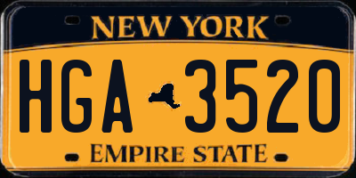 NY license plate HGA3520
