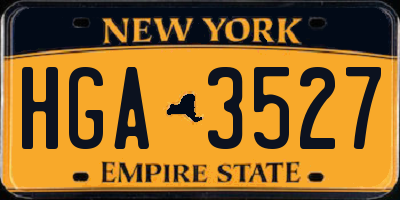 NY license plate HGA3527