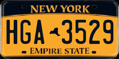 NY license plate HGA3529