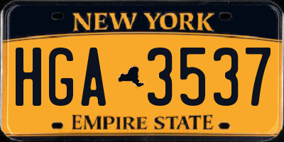 NY license plate HGA3537