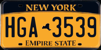 NY license plate HGA3539