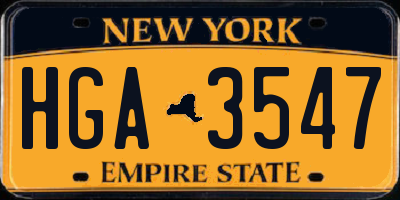 NY license plate HGA3547