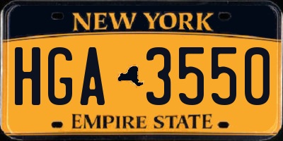 NY license plate HGA3550