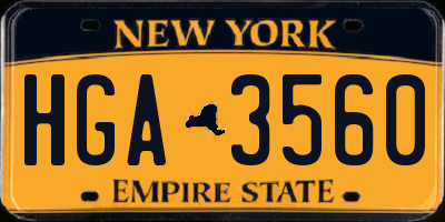NY license plate HGA3560