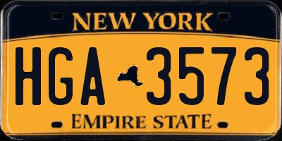 NY license plate HGA3573