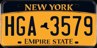 NY license plate HGA3579