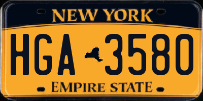 NY license plate HGA3580