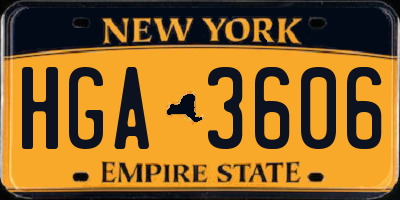 NY license plate HGA3606