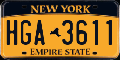 NY license plate HGA3611