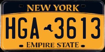 NY license plate HGA3613