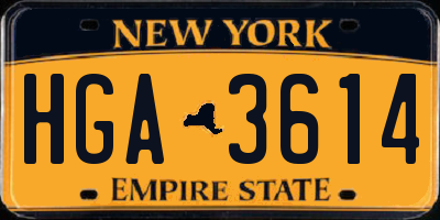 NY license plate HGA3614