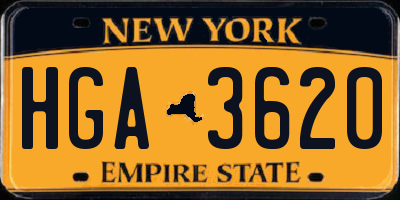 NY license plate HGA3620