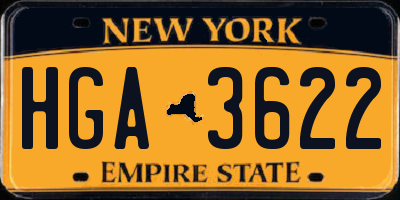 NY license plate HGA3622