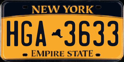 NY license plate HGA3633