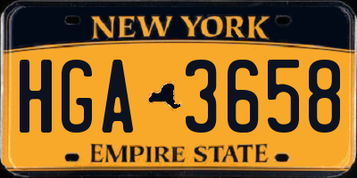NY license plate HGA3658