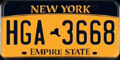 NY license plate HGA3668