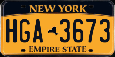 NY license plate HGA3673