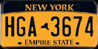 NY license plate HGA3674