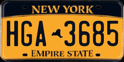 NY license plate HGA3685