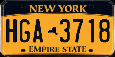NY license plate HGA3718