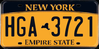 NY license plate HGA3721