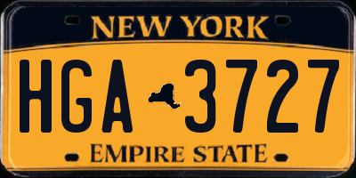 NY license plate HGA3727