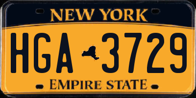 NY license plate HGA3729