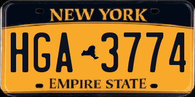 NY license plate HGA3774