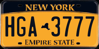 NY license plate HGA3777