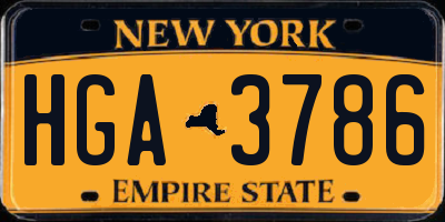NY license plate HGA3786