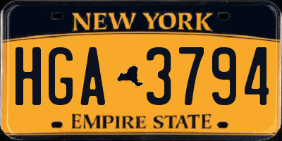 NY license plate HGA3794