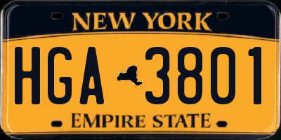 NY license plate HGA3801