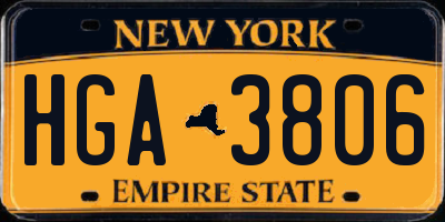 NY license plate HGA3806