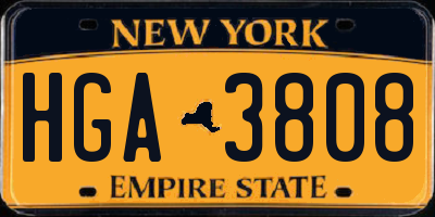 NY license plate HGA3808