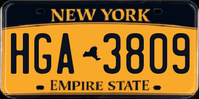 NY license plate HGA3809