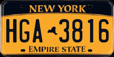 NY license plate HGA3816