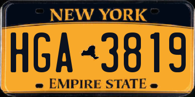 NY license plate HGA3819