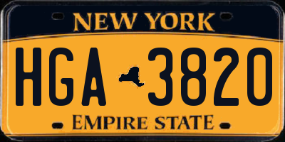 NY license plate HGA3820