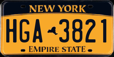 NY license plate HGA3821